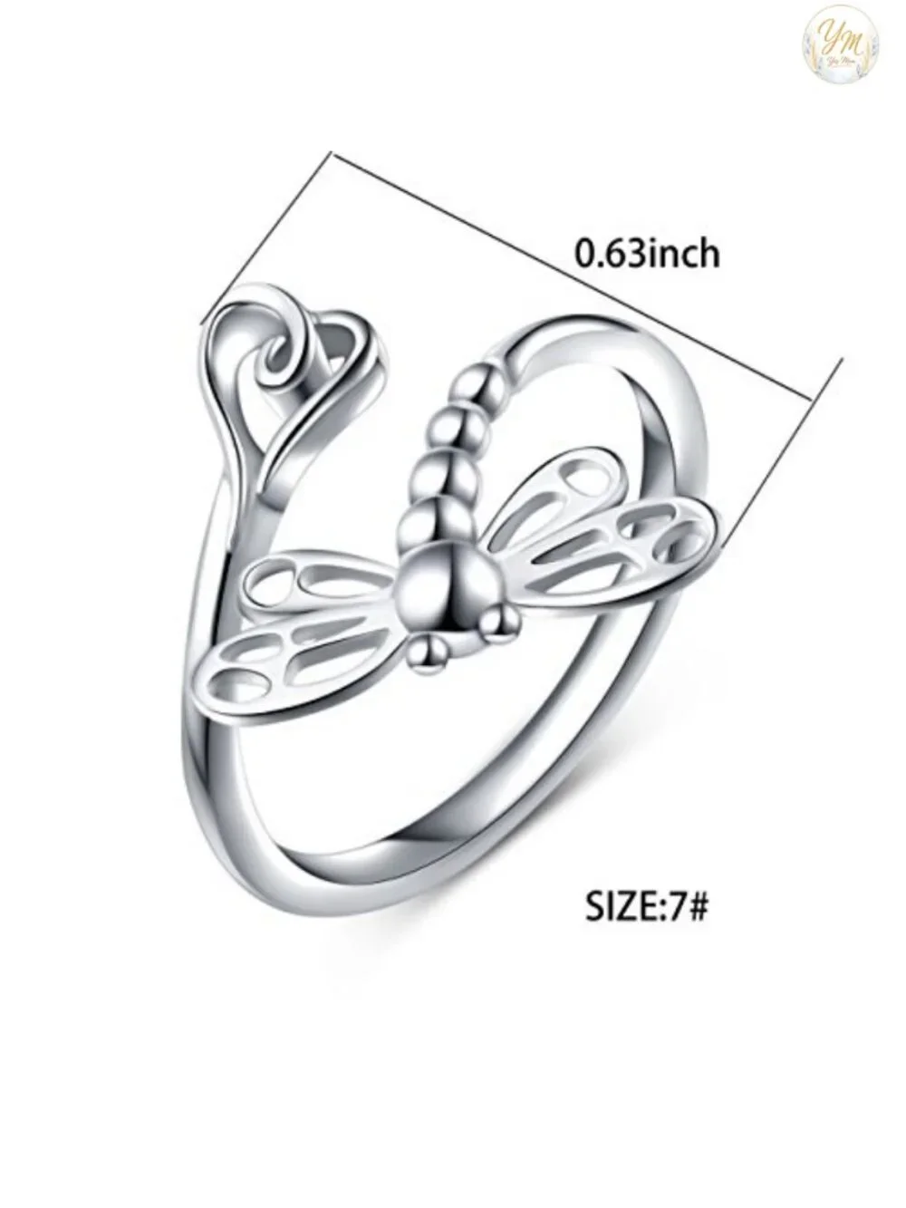 Open Animal Dragonfly 925 Sterling Silver Ring Adjustable Women Jewelry Box